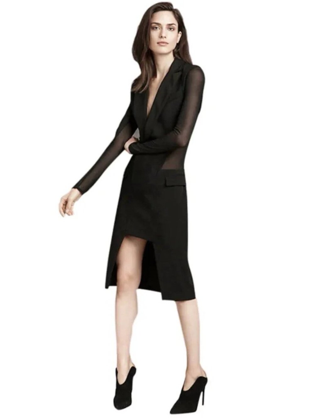 Barbara Bui Black Sheer-Back Suit Dress